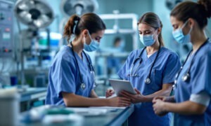 Hospital leader reviewing nurse recruitment and onboarding costs