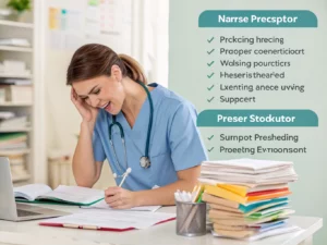 Nurse preceptor guiding a nursing student during a clinical rotation